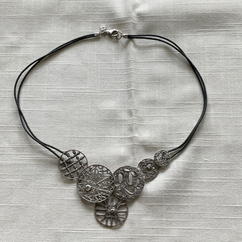 Silpada Silver Filigree on leather N2343